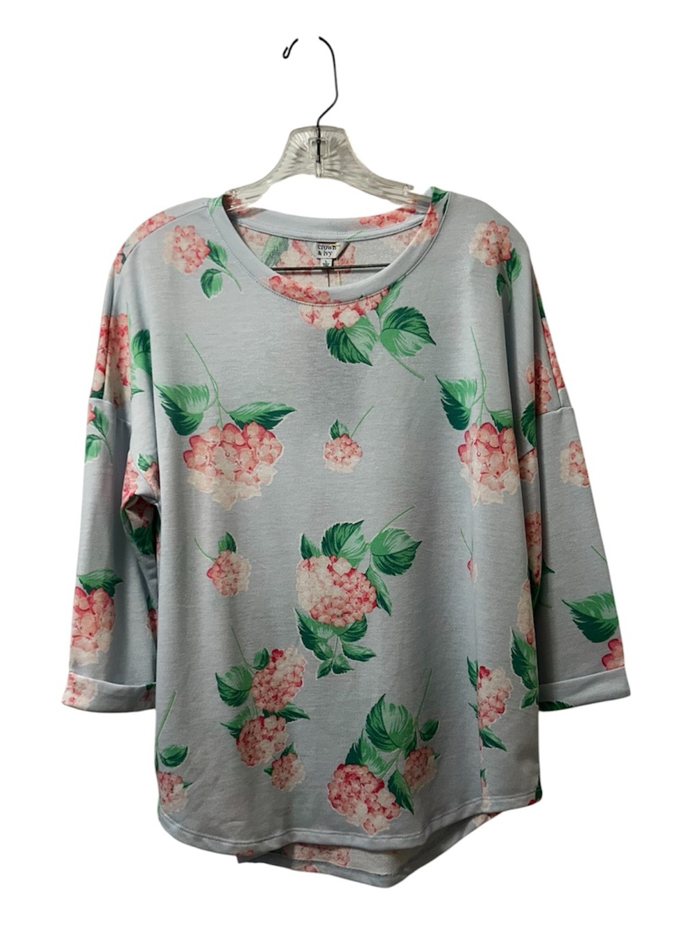 Crown & ivy blue & pink floral top NWT